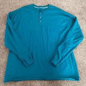 Hanes Beefy Long Sleeve Henley Shirt 3XL